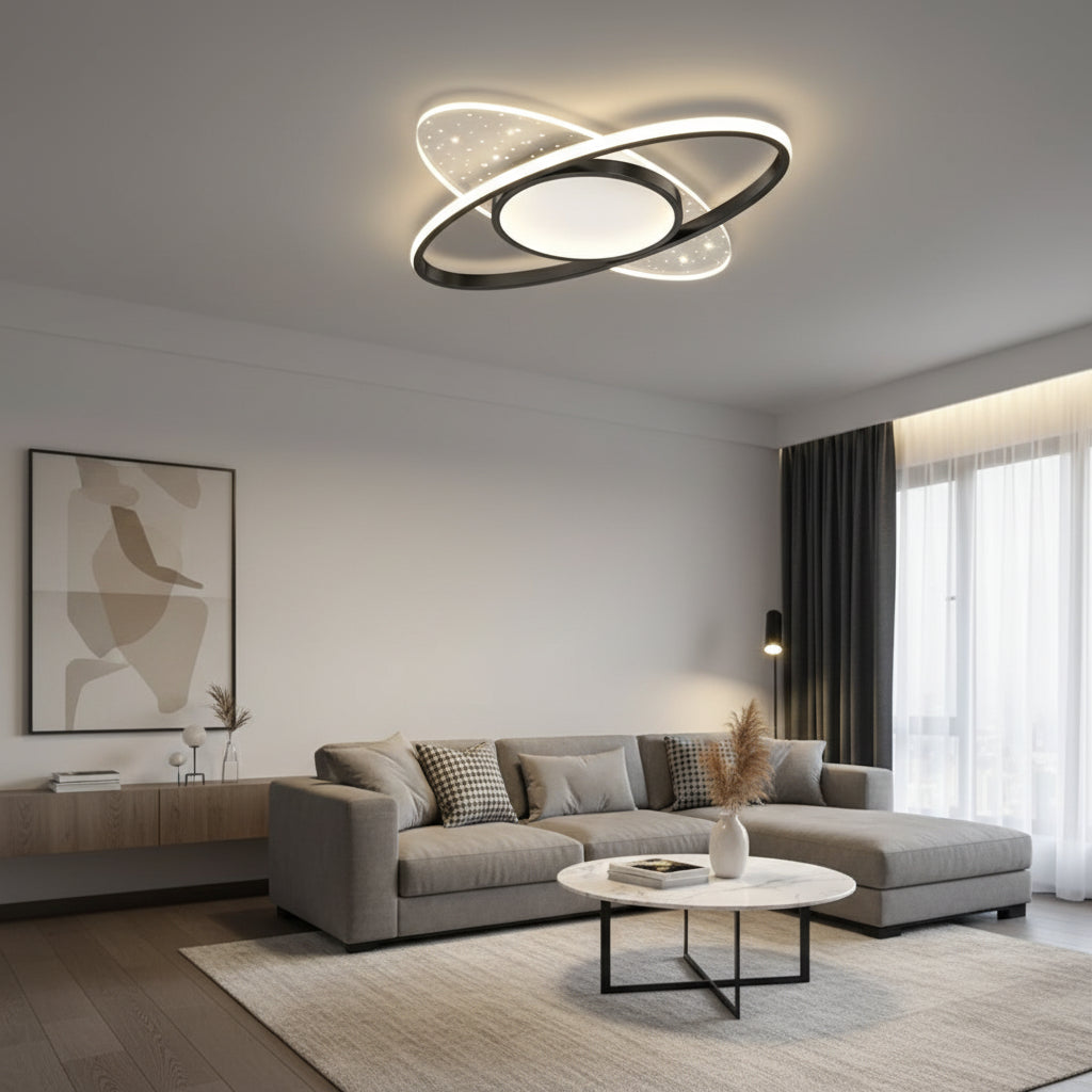 Lustra LED cu telecomanda VARIO 69W, Oval , lumina Rece/Calda/Neutra, Dimabila, Negru Lustre LED cu Telecomanda Default Title Alessandro Design