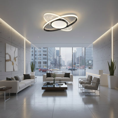 Lustra LED cu telecomanda VARIO 69W, Oval , lumina Rece/Calda/Neutra, Dimabila, Negru Lustre LED cu Telecomanda Default Title Alessandro Design