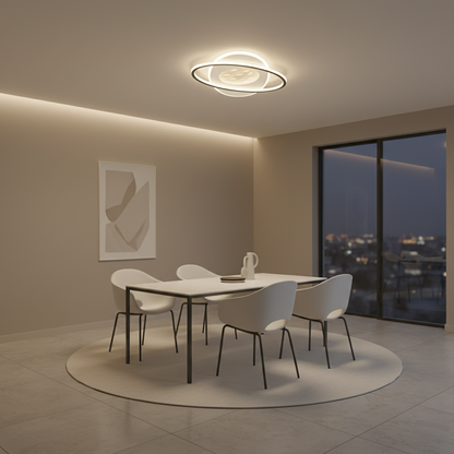Lustra LED cu telecomanda VOLTA 96W, Ovala, lumina Rece/Calda/Neutra, Dimabila, Negru