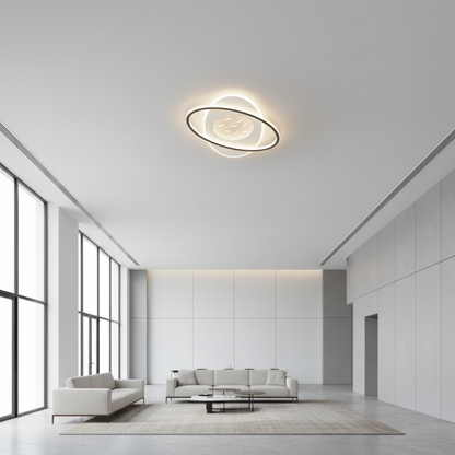 Lustra LED cu telecomanda VOLTA 96W, Ovala, lumina Rece/Calda/Neutra, Dimabila, Negru