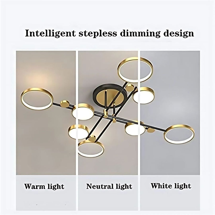 Lustra LED cu Telecomnda MARIA, 8 Elemente, 44W, Lumina Calda/Rece/Neutra, Dimabila, Auriu Lustre LED cu Telecomanda Default Title Alessandro Design