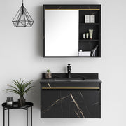 Set Mobilier MARBLE pentru Baie, Dulap Lavoar+Dulap Oglinda 60cm, 2 Piese, Negru Mobilier Baie Default Title Alessandro Design