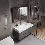 Set Mobilier pentru Baie SANTORINI, Dulap Lavoar + Dulap Oglinda 80cm, 2 Piese, Gri si Alb Mobilier Baie Default Title Alessandro Design