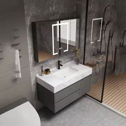 Set Mobilier pentru Baie SANTORINI, Dulap Lavoar + Dulap Oglinda 80cm, 2 Piese, Gri si Alb Mobilier Baie Default Title Alessandro Design