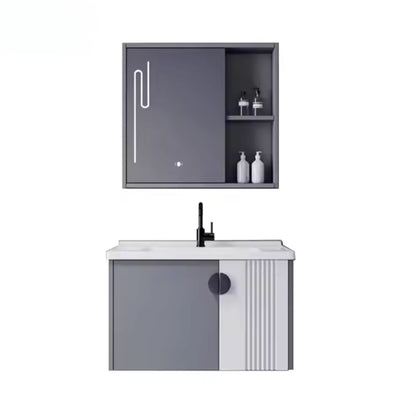 Set Mobilier pentru Baie MYKONOS, 80x40cm, 2 Piese, Gri si Alb Mobilier Baie Default Title Alessandro Design
