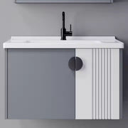 Set Mobilier pentru Baie MYKONOS, Dulap Lavoar+Dulap Oglinda 60cm, 2 Piese, Gri si Alb Mobilier Baie Default Title Alessandro Design