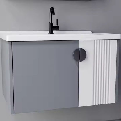 Set Mobilier pentru Baie MYKONOS, Dulap Lavoar+Dulap Oglinda 60cm, 2 Piese, Gri si Alb Mobilier Baie Default Title Alessandro Design