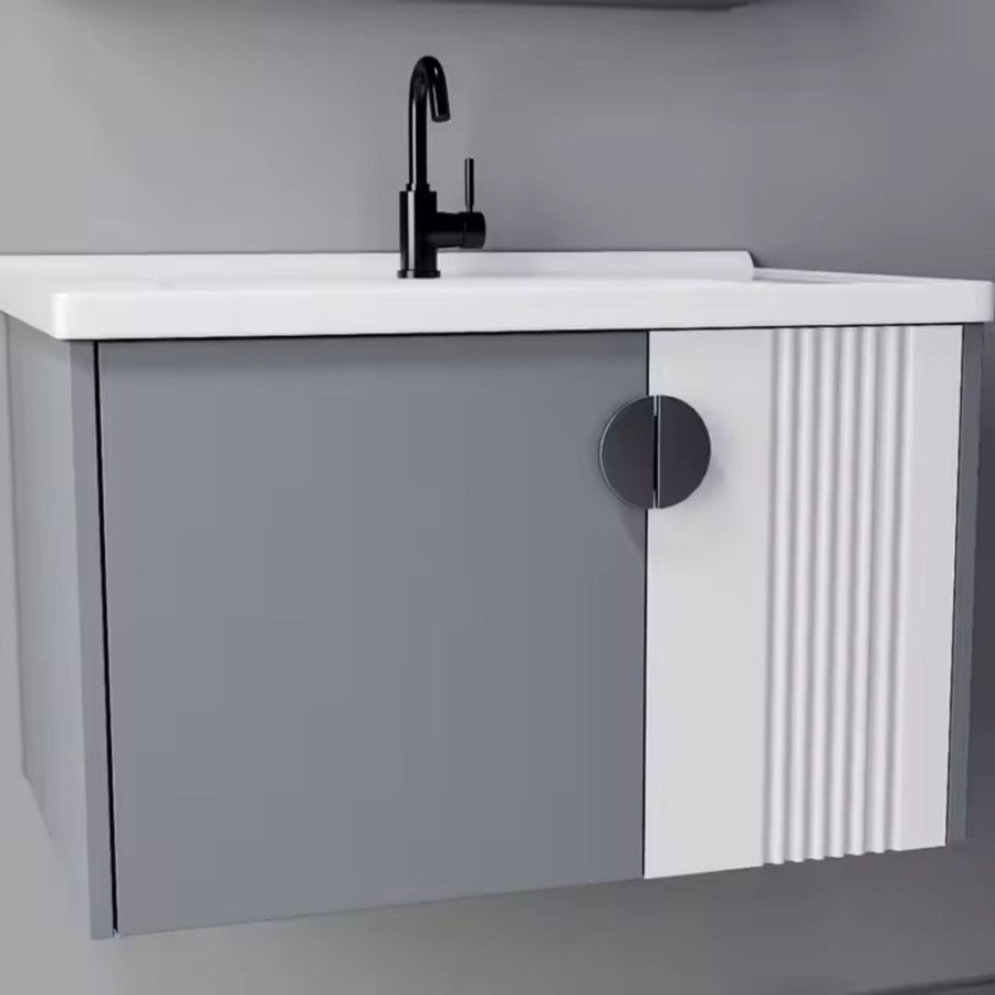 Set Mobilier pentru Baie MYKONOS, Dulap Lavoar+Dulap Oglinda 60cm, 2 Piese, Gri si Alb Mobilier Baie Default Title Alessandro Design