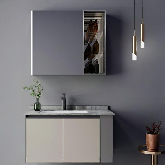 Set Mobilier pentru Baie ZAKYNTHOS, 80cm, 2 Piese, Gri si Crem Mobilier Baie Default Title Alessandro Design