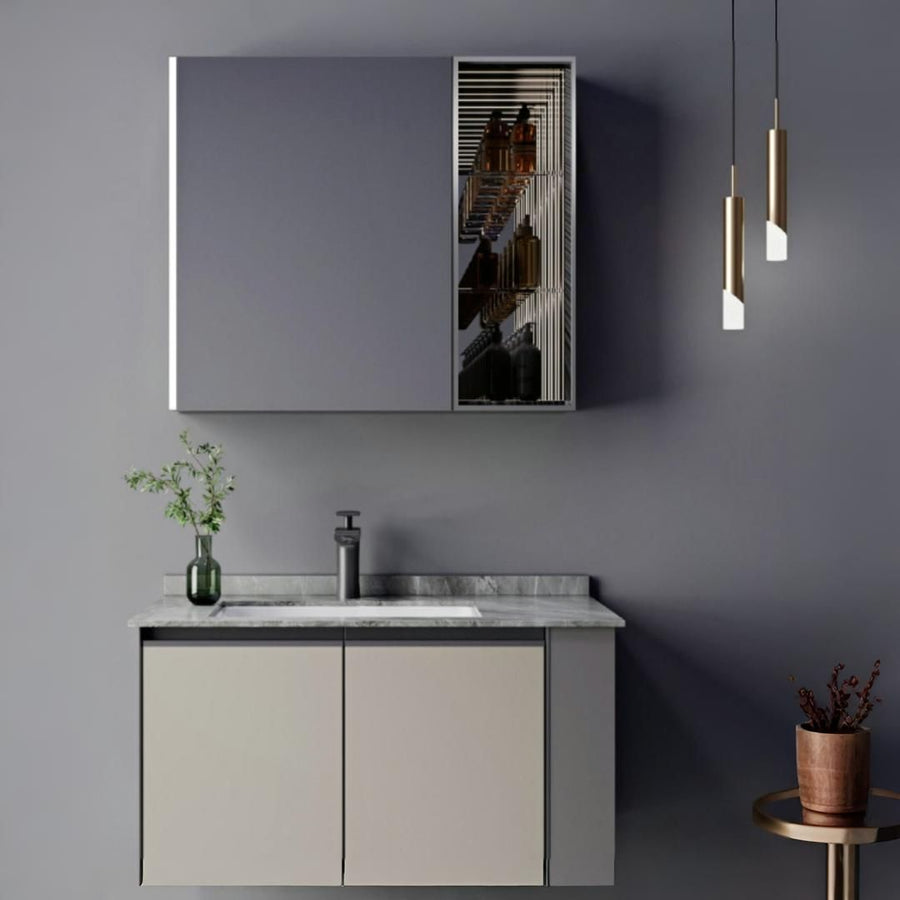 Set Mobilier pentru Baie ZAKYNTHOS, 80cm, 2 Piese, Gri si Crem Mobilier Baie Default Title Alessandro Design