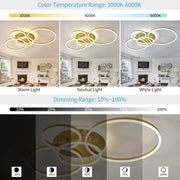 Lustra LED cu Telecomanda RINOVA, 4 cercuri, 112W, Lumina Calda/Rece/Neutra, Dimabila, Auriu Lustre LED cu Telecomanda Default Title Alessandro Design