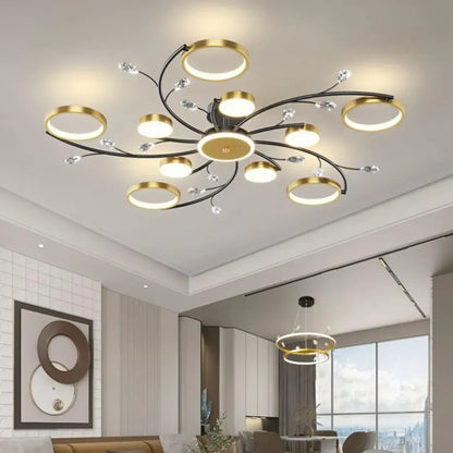 Lustra LED cu Telecomnda KARINA, 68W, 10 Elemente, Lumina Calda/Rece/Neutra, Dimabila, Auriu Lustre LED cu Telecomanda Default Title Alessandro Design