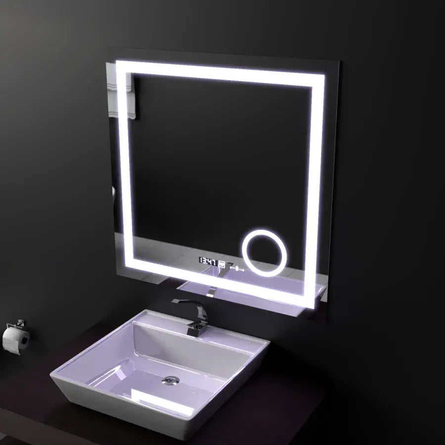Oglinda LED Rectangulara, 60x60cm, Souverain MotionGlow Marcello, Sistem Dezaburire, Ceas & Termometru, Lupa Cosmetica, Dimabila Oglinzi Marcello Default Title Alessandro Design