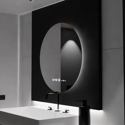 Oglinda LED Rotunda, 80cm, Serenite MotionGlow Marcello, Sistem Dezaburire, Ceas & Termometru, Dimabila