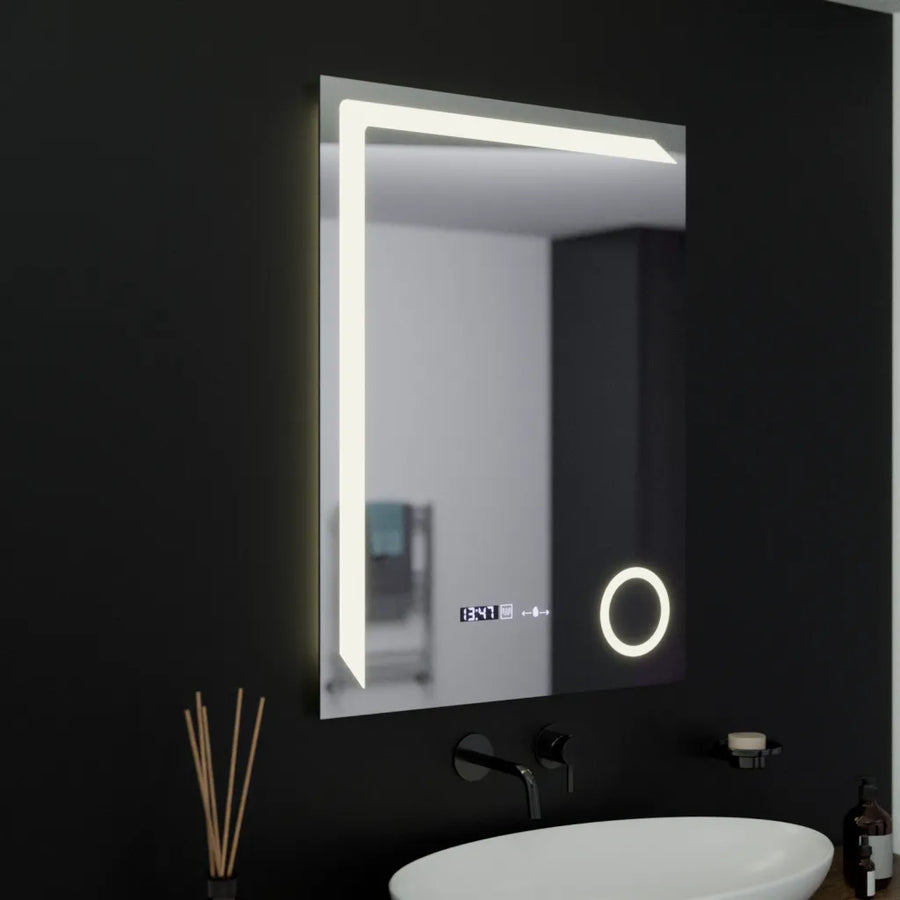 Oglinda LED Rectangulara, 60x80cm, Precision MotionGlow Marcello, Sistem Dezaburire, Ceas & Termometru, Lupa Cosmetica, Dimabila Oglinzi Marcello Default Title Alessandro Design