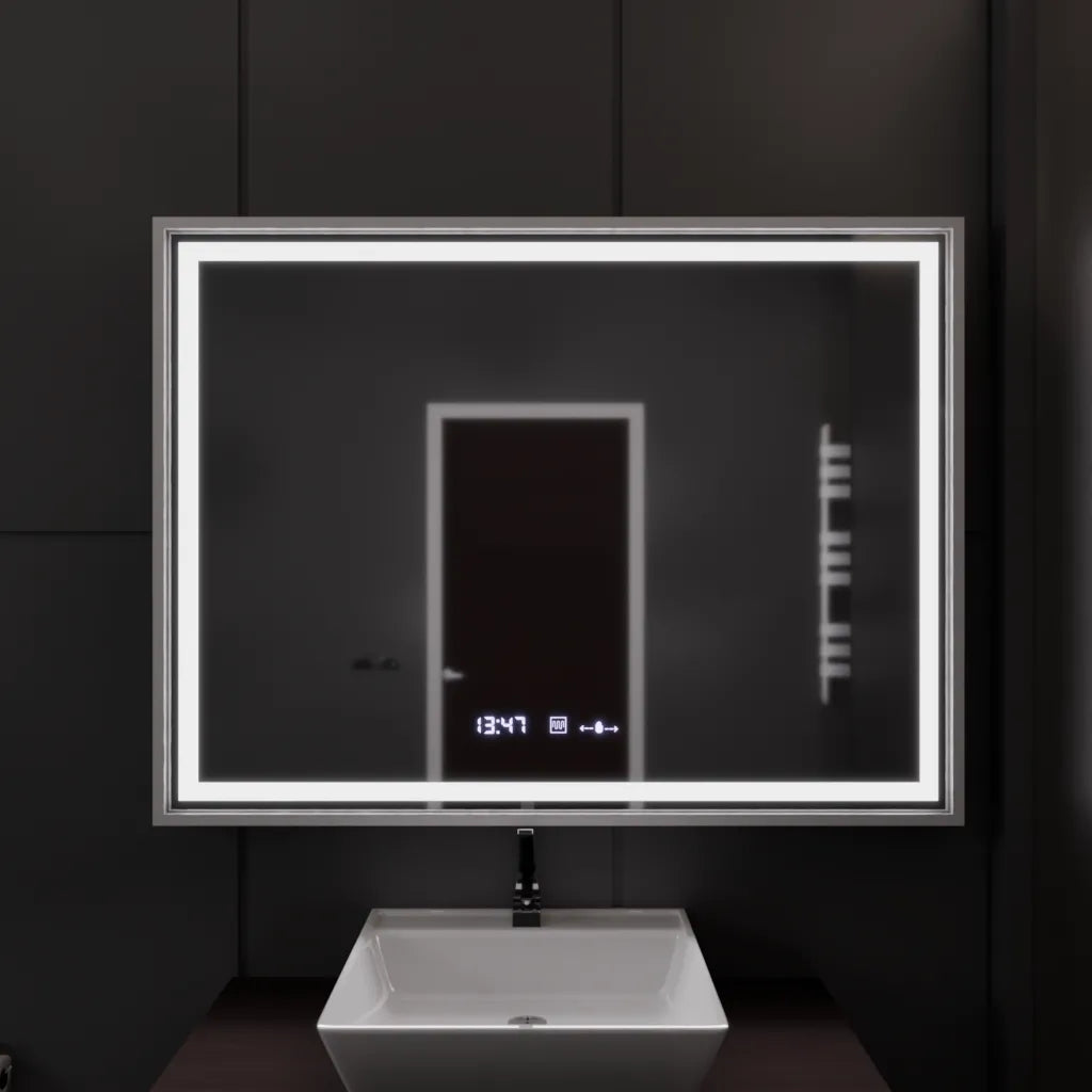 Oglinda LED Rectangulara, 120x80cm, Verite Imperial Silver Motion Glow Marcello, Sistem Dezaburire, Ceas & Termometru, Dimabila Oglinzi Marcello Default Title Alessandro Design