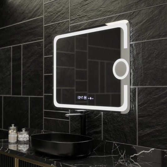 Oglinda LED Rectangulara, 80x60cm, Eclat MotionGlow Marcello, Sistem Dezaburire, Ceas & Termometru, Lupa Cosmetica, Dimabila Oglinzi Marcello Default Title Alessandro Design