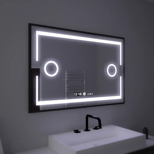 Oglinda LED Rectangulara, 120x80cm, Senzor MotionGlow Marcello, Sistem Dezaburire, Ceas & Termometru, Lupa Cosmetica, Dimabila Oglinzi Marcello Default Title Alessandro Design