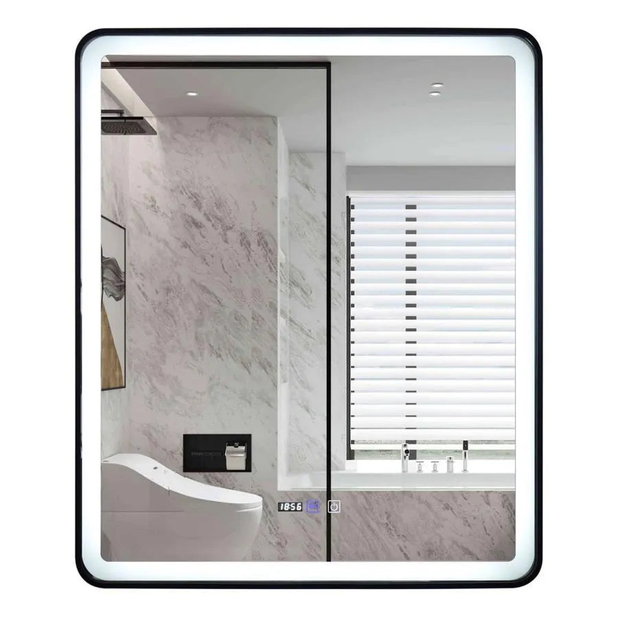 Oglinda LED Rectangulara 70x90cm EDGE Touch Sistem Dezaburire, Rama Neagra Oglinzi Korman E Default Title Alessandro Design