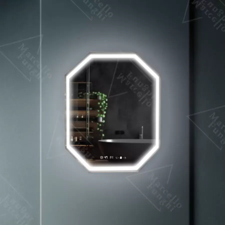 Oglinda LED Poligon, 60x80cm, Ralya Senzor MotionGlow Marcello, Sistem Dezaburire, Ceas & Termometru, Dimabila Oglinzi Marcello Default Title Alessandro Design