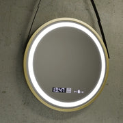 Oglinda LED Rotunda, 60cm, Celeste Royale Gold Eleve MotionGlow Marcello, Sistem Dezaburire, Ceas & Termometru, Dimabila, Curea Detasabila Oglinzi Marcello Default Title Alessandro Design
