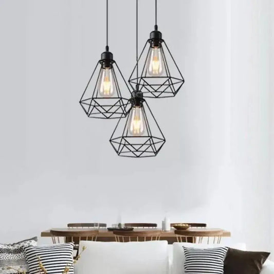 Lustra Forma Diamant, STRUKTUR, 3xE27, Negru, Metal Lustre Industrial Default Title Alessandro Design