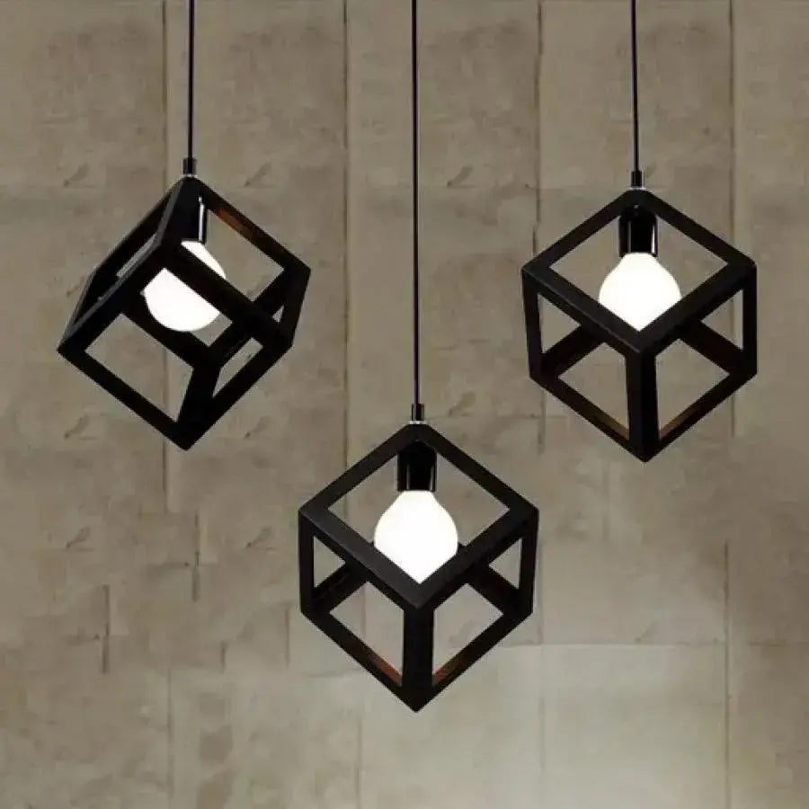 Lustra Forma Cub, STRUKTUR Linear Trio, 3x E27, Negru, Metal Lustre Industrial Default Title Alessandro Design