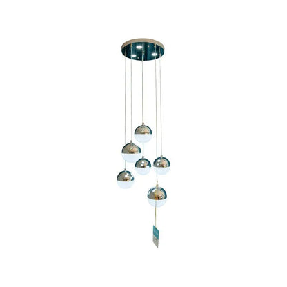 Lustra LED suspendata cu telecomanda JEREMIAS 63W, 6 Elemente, lumina Rece/Calda/Neutra, Dimabila, Argintiu, Inaltime Reglabila Lustre Moderne Default Title Alessandro Design