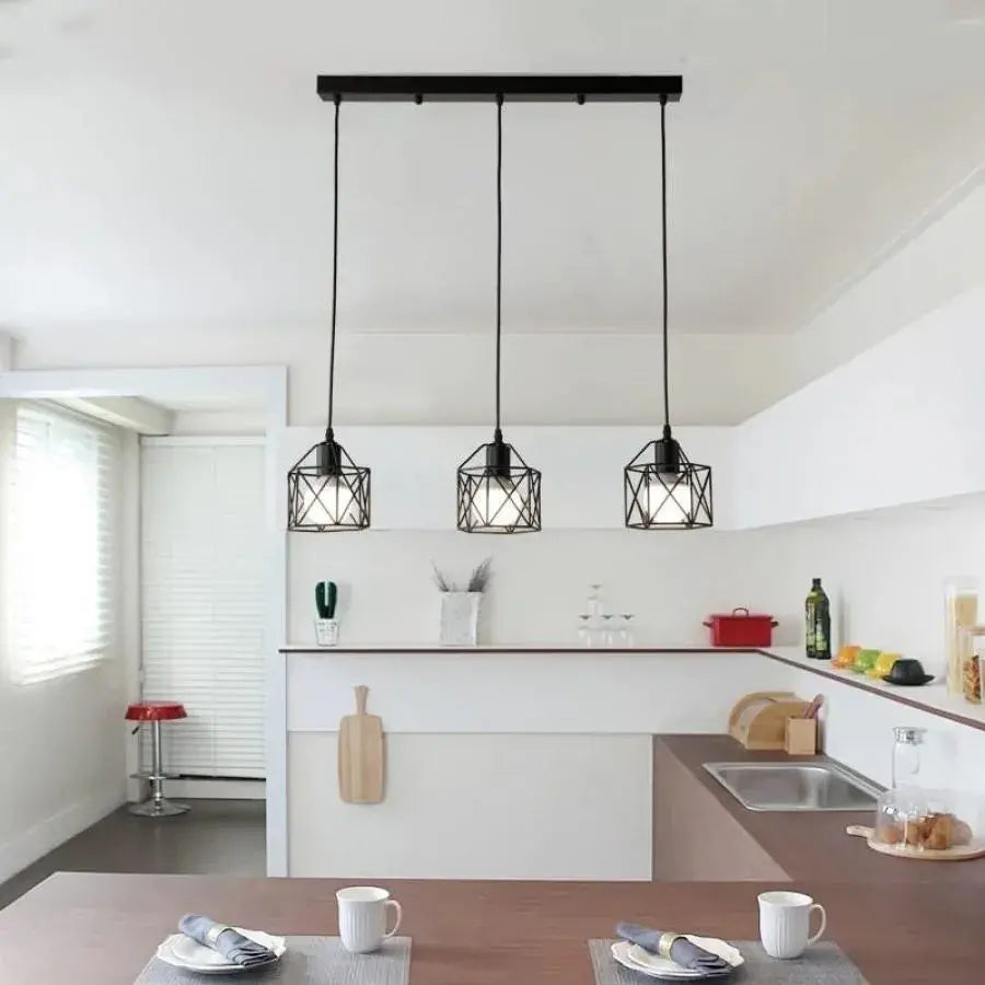 Lustra Forma Prism, Geo Trio, 3 x E27, Negru, Metal Lustre Industrial Default Title Alessandro Design