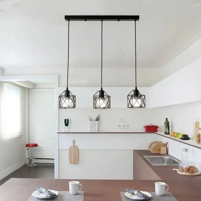 Lustra Forma Prism, Geo Trio, 3 x E27, Negru, Metal Lustre Industrial Default Title Alessandro Design