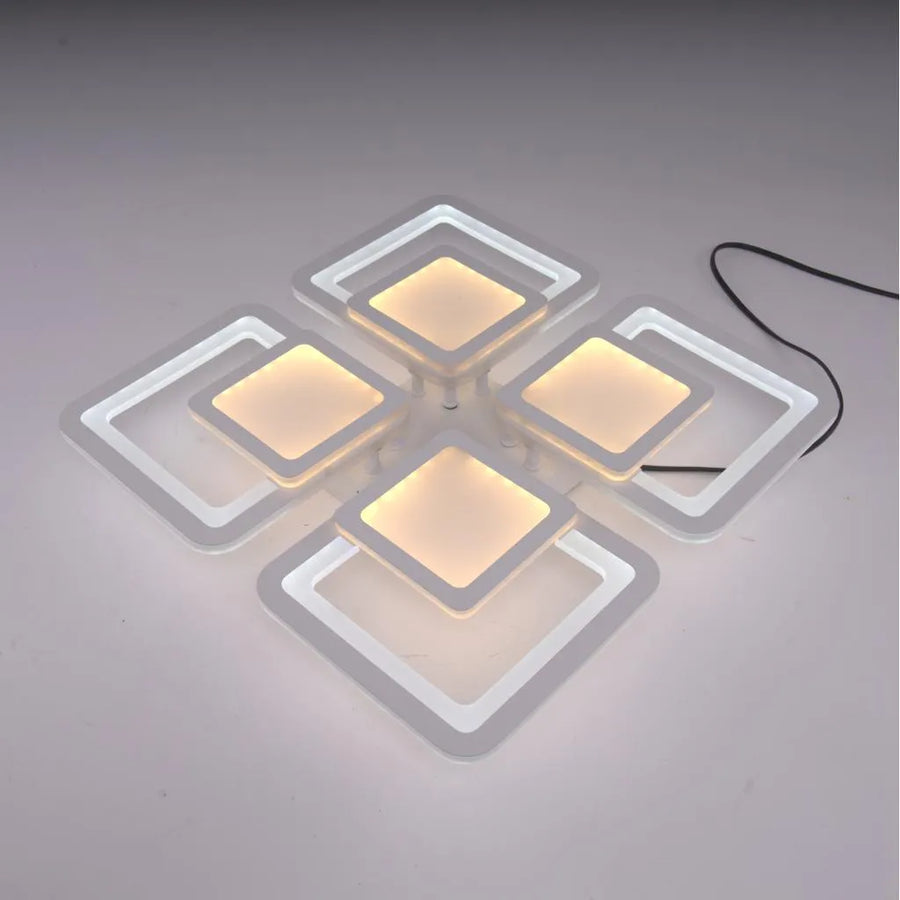 Lustra LED cu telecomanda SUSAN 96W, 4 Patrate, lumina Rece/Calda/Neutra, Dimabila, Alb Lustre LED cu Telecomanda Default Title Alessandro Design