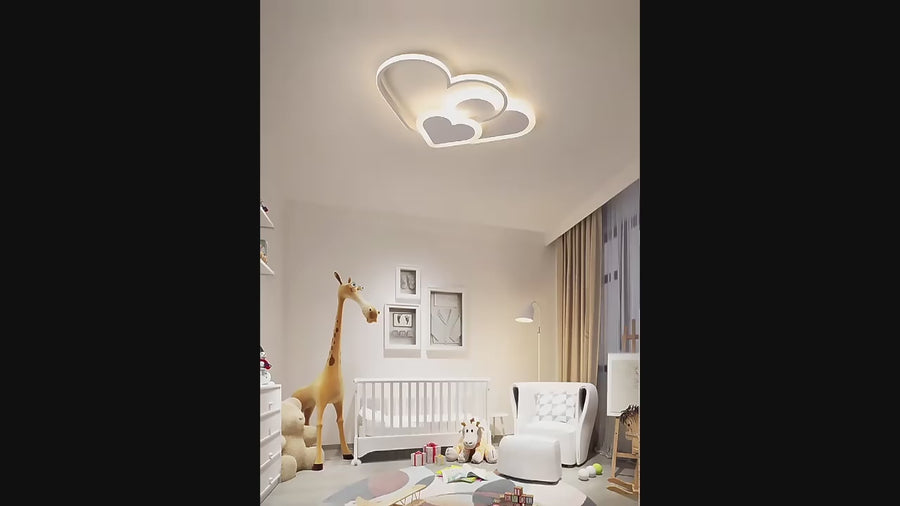 Lustra LED cu telecomanda AMI 48W, 3 Inimi, lumina Rece/Calda/Neutra, Dimabila, Alb