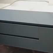 Set Mobilier pentru Baie SANTORINI, Dulap Lavoar + Dulap Oglinda 80cm, 2 Piese, Gri si Alb