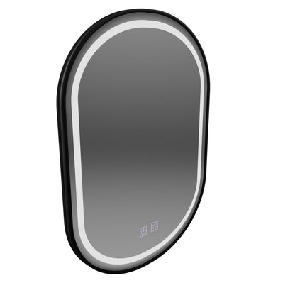 Oglinda LED Ovala 50x80cm VETRO Touch Sistem Dezaburire Dimabila, Rama Neagra