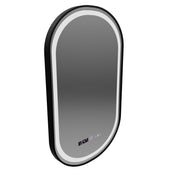 Oglinda LED Touch Helmut, Sistem Dezaburire, Ceas si Temperatura 45x90 cm, Rama Negru, Brushed Marcello Funghi