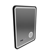 Oglinda LED Touch Ulrich Sistem Dezaburire, Ceas si Temperatura 75x90 cm Rama Negru Brushed Lupa Cosmetica