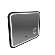 Oglinda LED Touch Bernd Sistem Dezaburire, Ceas si Temperatura 80x60 cm Rama Negru Brushed Lupa Cosmetica