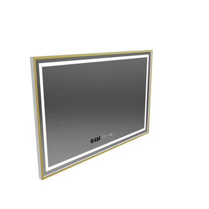 Oglinda LED Rectangulara, 120x80cm, Verite Royale Gold MotionGlow Marcello, Sistem Dezaburire, Ceas & Termometru, Dimabila
