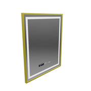 Oglinda LED Rectangulara, 75x90cm, Verite Royale Gold MotionGlow Marcello, Sistem Dezaburire, Ceas & Termometru, Dimabila