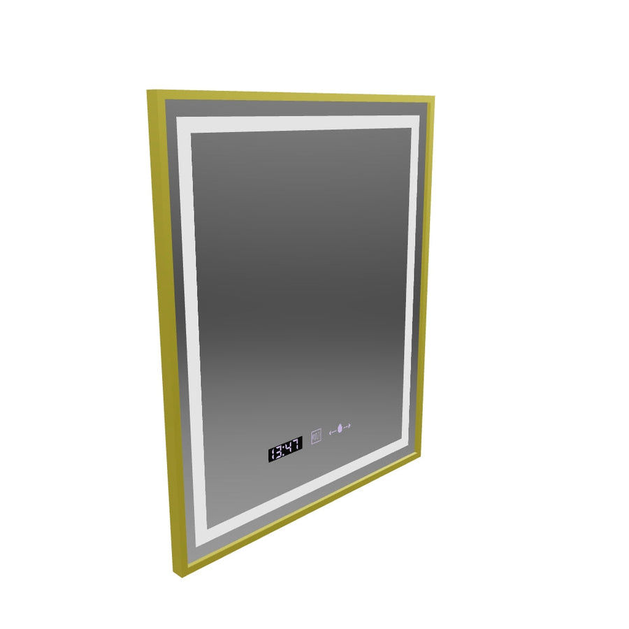 Oglinda LED Rectangulara, 75x90cm, Verite Royale Gold MotionGlow Marcello, Sistem Dezaburire, Ceas & Termometru, Dimabila