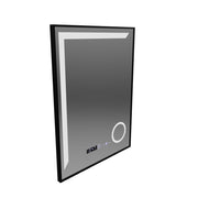 Oglinda LED Senzor MotionGlow Francesca 60x80 cm Lumina Calda/Rece/Neutra Dimabila Rama Negru Brushed Sistem Dezaburire Termometru Ceas Colectia Marcello Funghi