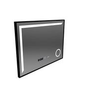 Oglinda LED Senzor MotionGlow Francesca 80x60 cm Lumina Calda/Rece/Neutra Dimabila Rama Negru Brushed Sistem Dezaburire Termometru Ceas Colectia Marcello Funghi