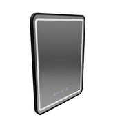Oglinda LED Touch LUCIDA Sistem Dezaburire, Ceas si Temperatura 60x80 cm Rama Negru Brushed