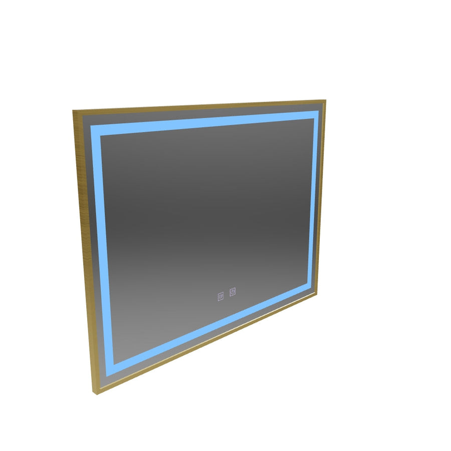 Oglinda LED Touch Kariri, 80x60 cm, functie Dezaburire, Rama Gold Rose Brushed