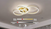 Lustra LED cu Telecomanda RINOVA, 4 cercuri, 112W, Lumina Calda/Rece/Neutra, Dimabila, Auriu