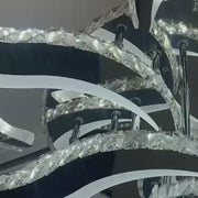 Lustra LED cu telecomanda si cristal Alejandro 160W, 9 Flori, lumina Rece/Calda/Neutra, Dimabila, Crom Lucios