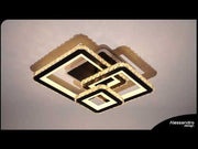 Lustra LED cu telecomanda si cristal LEILA 88W, 3 Patrate, lumina Rece/Calda/Neutra, Dimabila, Negru Crom Lucios