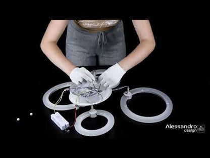 Lustra LED cu telecomanda  BETTY 43W, 4 Cercuri, lumina Rece/Calda/Neutra, Dimabila, Alb
