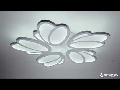 Lustra LED cu telecomanda TULIP 81W, 5 Petale, lumina Rece/Calda/Neutra, Dimabila, Alb