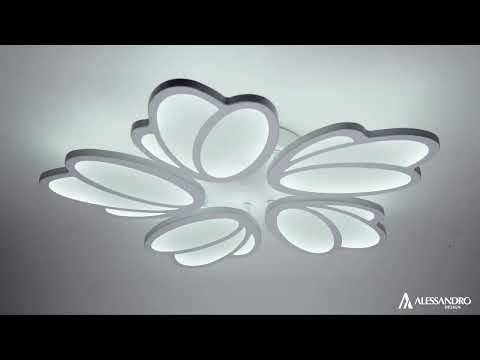 Lustra LED cu telecomanda TULIP 81W, 5 Petale, lumina Rece/Calda/Neutra, Dimabila, Alb